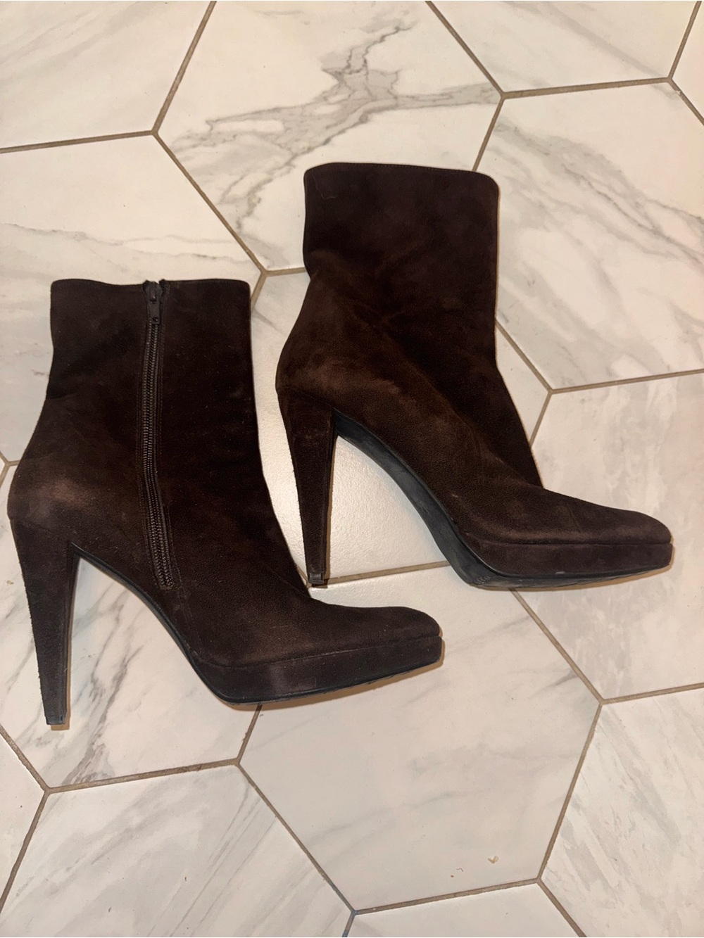 Stuart Weitzman Dark Brown Suede High Heel Ankle Boots